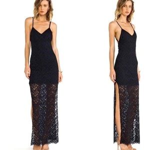 For Love and Lemons Mi Amore Maxi black lace dress, size small